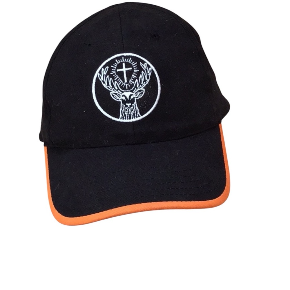 Jäegermeister Unisex Black Orange Embroidered Deer Stag  Cross Logo Baseball Hat
